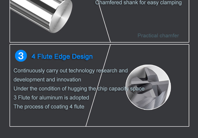 Cortador de fresado de carburo sólido para mecanizado de fábrica de 4 flujos en bordes cortos para metal 4