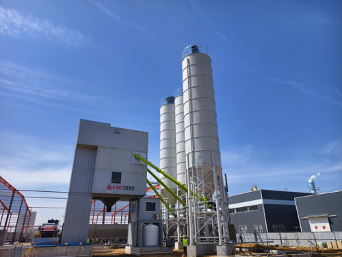 FYG HZS180D modular mixing plants support the construction of the local road building and concrete market in Longkou