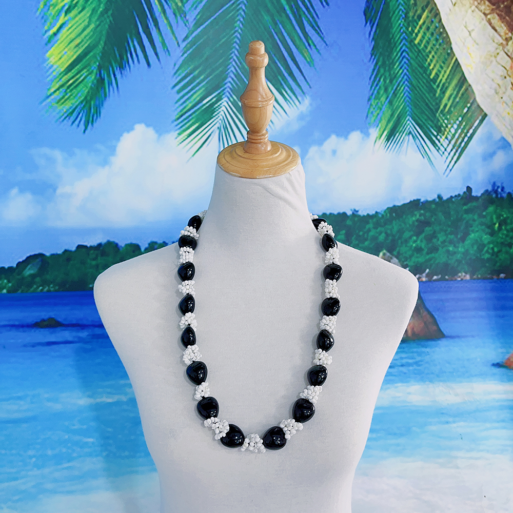 KN-JN029 KUKUI NUT 및 MANGO SHELL LEIS