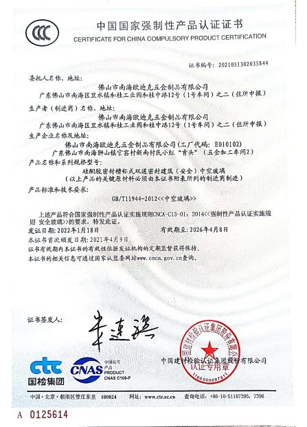 CERTIFICATE FOR CHINA COMPULSORY PRODUCT CERTIFICATION