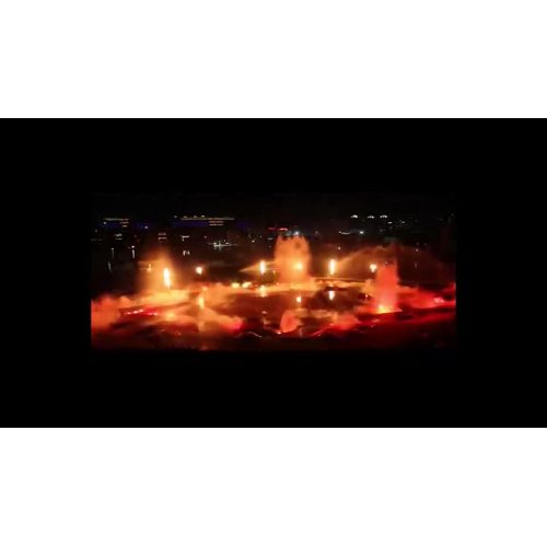 Pulsating water stage performance fire fountain