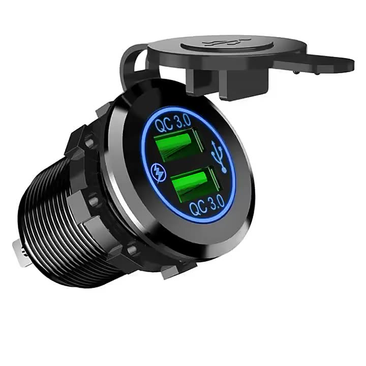 12V-24V 60W Triple USB Car Charger Socket PD3.0 & Dual QC3.0 with Touch Switch Fast Charge Adapter Bus Trailer Boats1