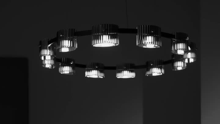 Glasblattring Black Metall LED Kronleuchter