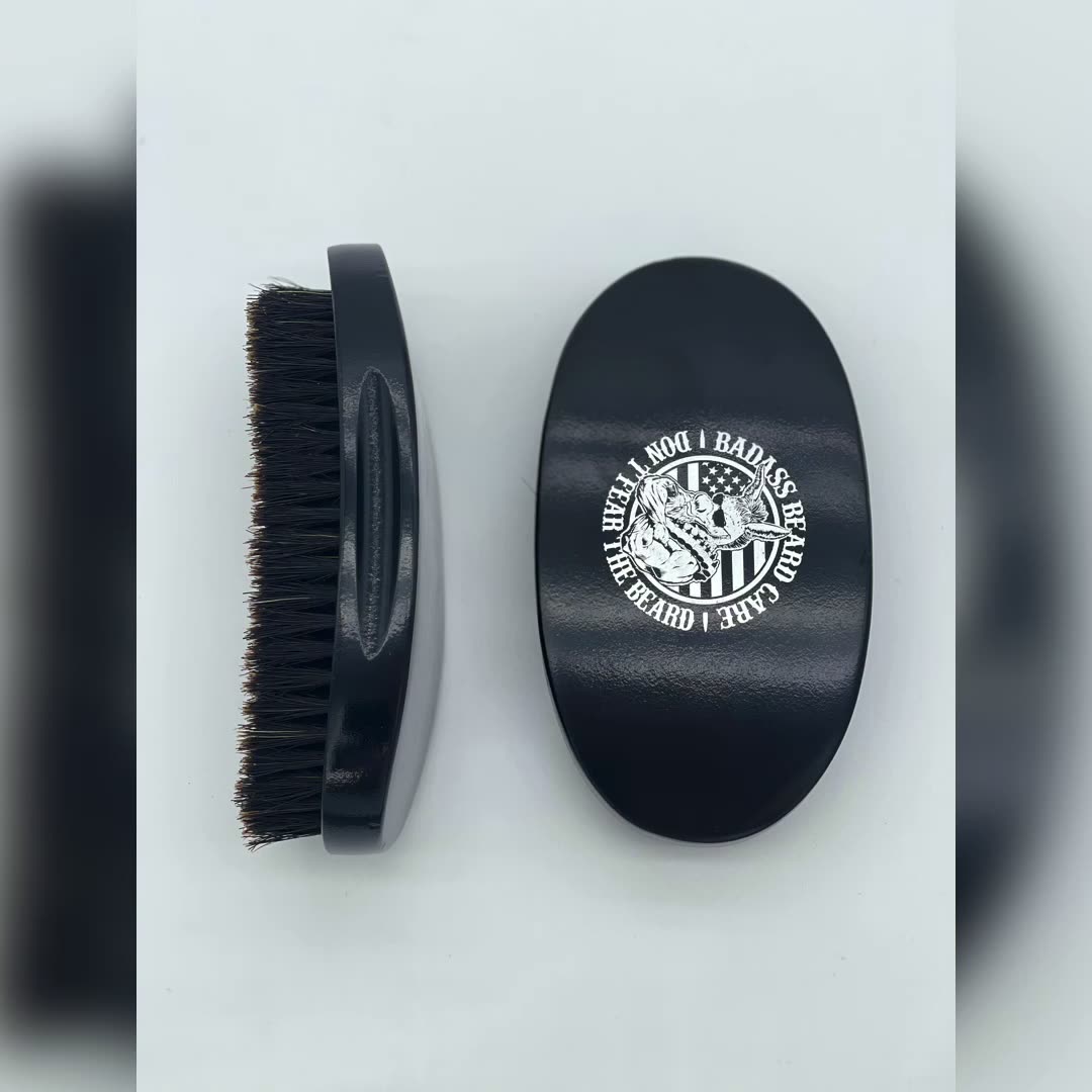 High quality natural boar bristle curve black beard brush1