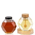 Factory Direct sales 200ml 380ml empty transparent hexagonal container Glass jam honey jar jar with wooden spoon and bamboo cork1