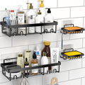 5-Pack Rustproof Stainless Steel Shower Caddy Adhesive Towel Rack with Large Capacity - Ideal Bathroom Organizer and Shelf1