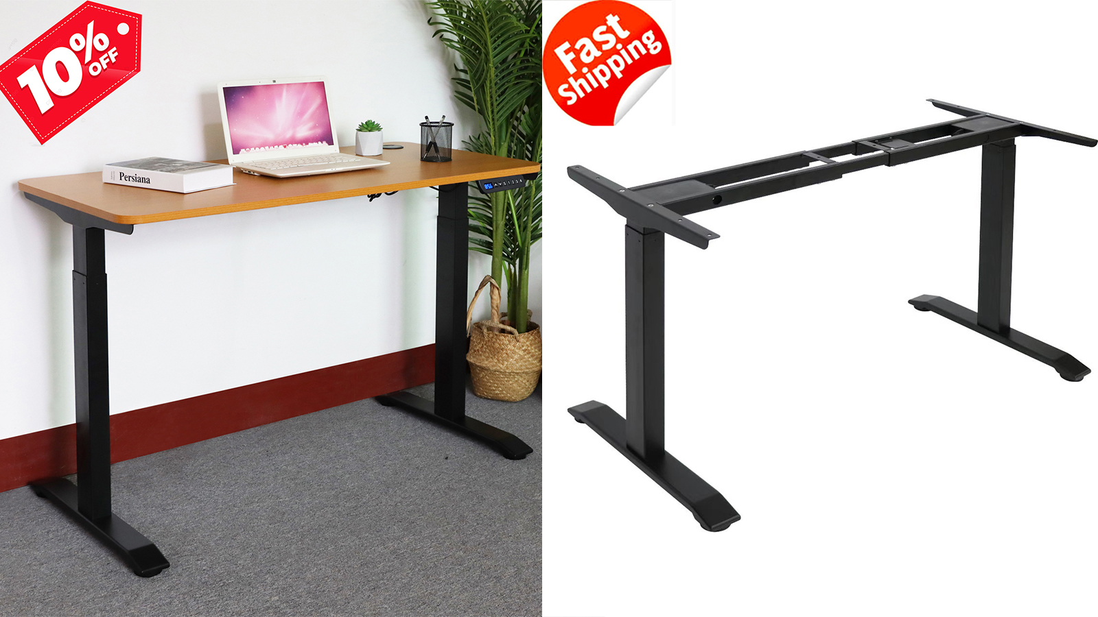 Oficina Black ergonómico Motors Dual Motores Leg Altura eléctrica Sit Ajustable Sit Standing Desk Frame1