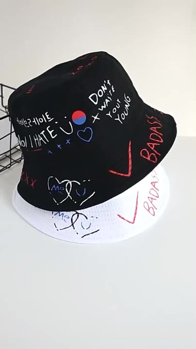 Basso Moq unisex in stile hip-hop graffiti a due laterali Hat1