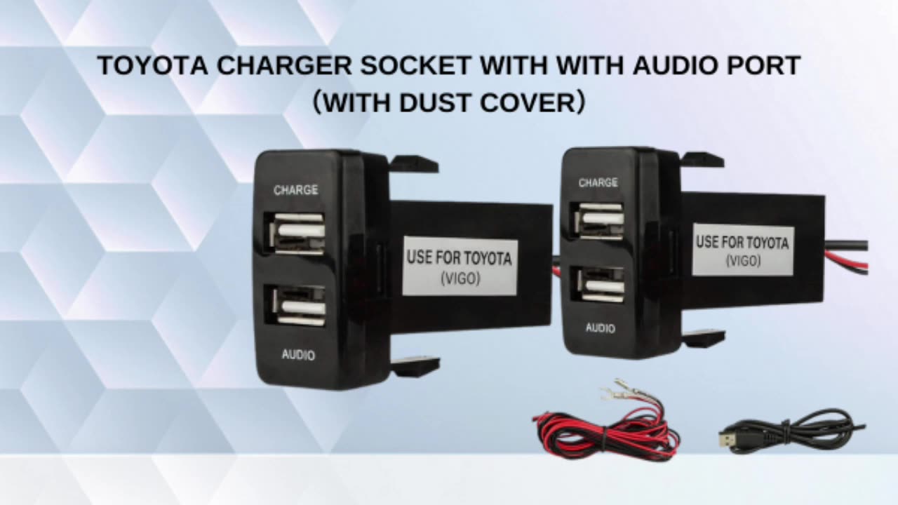 Podwójny port ładowarka samochodowa USB z gniazdem audio ładowanie USB dla kamer cyfrowych/urządzeń mobilnych dla Toyot1
