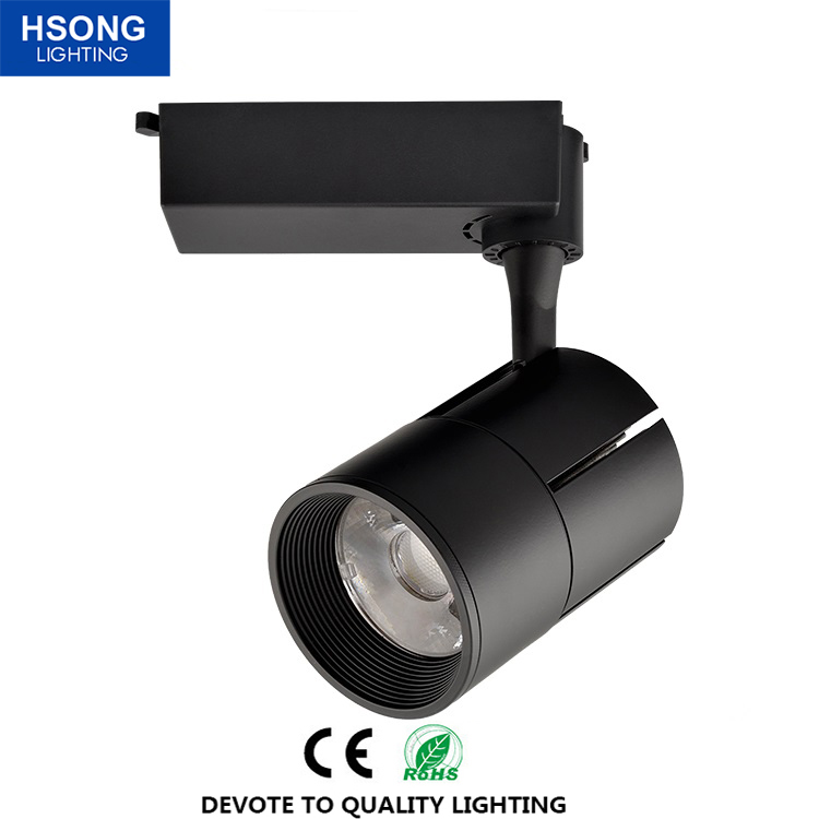 Hsong Lighting - Modern tracking light led cob dimmable anti glare led track spot light black 35w for Residential LED track lights1