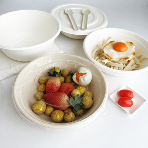 Microwable bagasse bowls with separated lid