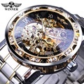 NIFER Transparent Fashion Diamond Luminous Gear Movement Royal Design Male Mechanical Skeleton Wrist Watch1