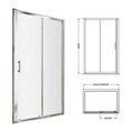PTB 6mm Sliding Door Shower Enclosure - Tempered Glass 1900x1850mm Modern Rectangle ABS Straight1