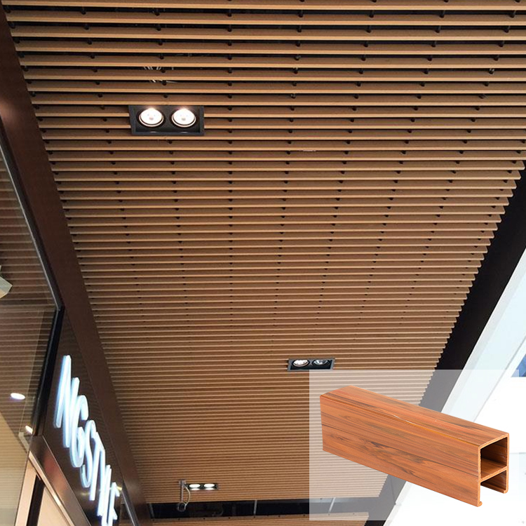 WPC Ceiling/WPC Outdoor Ceiling/PVC Square Exterior Timber Tube/WPC Baffle Ceilings/Modern Interior Ttile Ceilings/PVC Film Ceiling/Design Baffle Ceiling/Wood Plastic Composite Ceiling