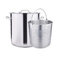 32QT Stainless Steel Seafood Cooking Pot with Perforated Basket: Perfect Kitchen Utensil for Cooking Lobsters and Other Seafood1