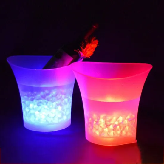 Balde de gelo redondo iluminado para festas de vinho e cerveja1