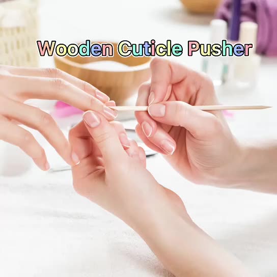 Wholesale biodegradable disposable nail art cuticle pusher remover wooden sticks1