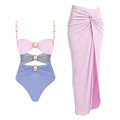 Hollowed One Piece Swimsuit with Cover Up - Sexy Swimwear for Women1
