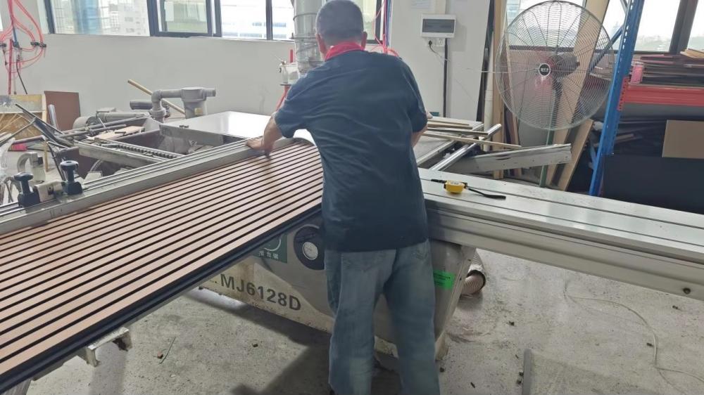 Production process for slatted acosutic panel 5