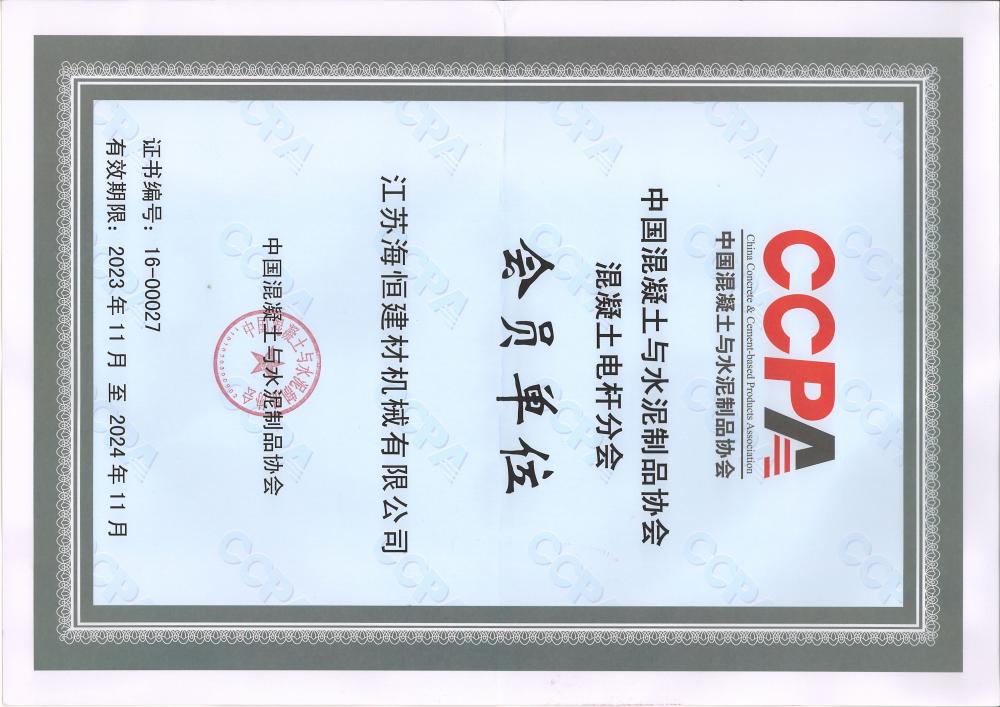 Vice Chairman Unit of CCPA Concrete Pole Branch