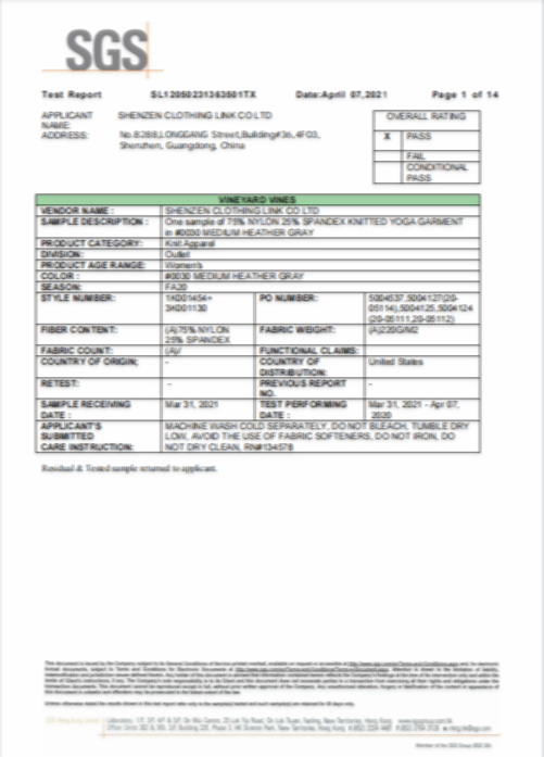 SGS test report 