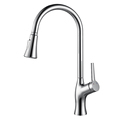 Modern Single-Handle Brass Pull-Down Kitchen Faucet with Ceramic Valve - Cold Water Function1