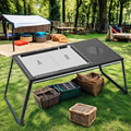 Modern Design Outdoor Camping Carbon Steel Folding Table Expandable Hole for BBQ Free Unit Storage Dining Furniture1