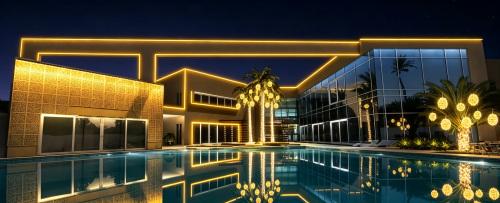 Fonte DEWY oferece projeto de iluminação noturna sob medida para vilas de luxo em Dubai