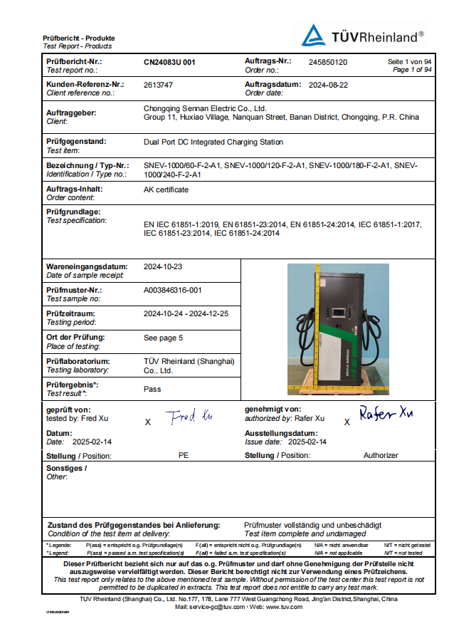 TUV certificate