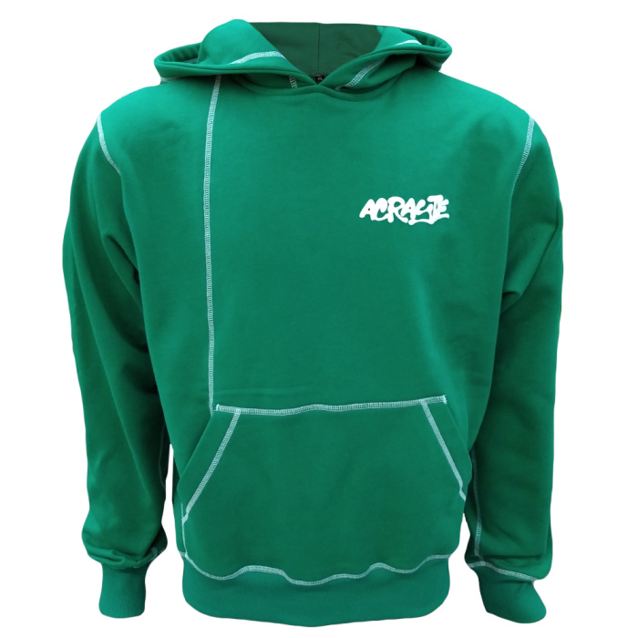 green puff printing hoodie