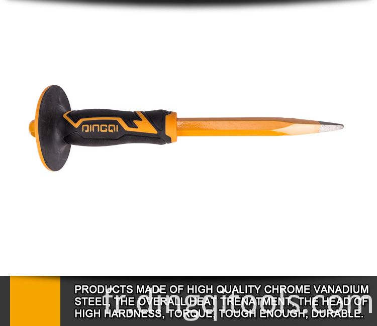 Ciseau à pierre de haute qualité DingQi Ciseau de carrière Ciseau à froid en acier au carbone avec poignée en caoutchouc à prise sûre