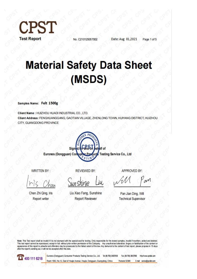 Material Safety Data Sheet ( MSDS )