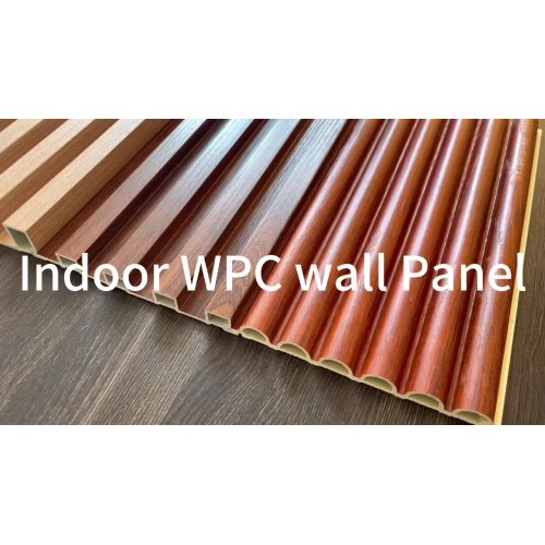 Pabrik Dekorasi Indoor Wood Plastik Komposit PVC WPC dilapisi cladding bergalur papan dinding interior panel dinding wpc1