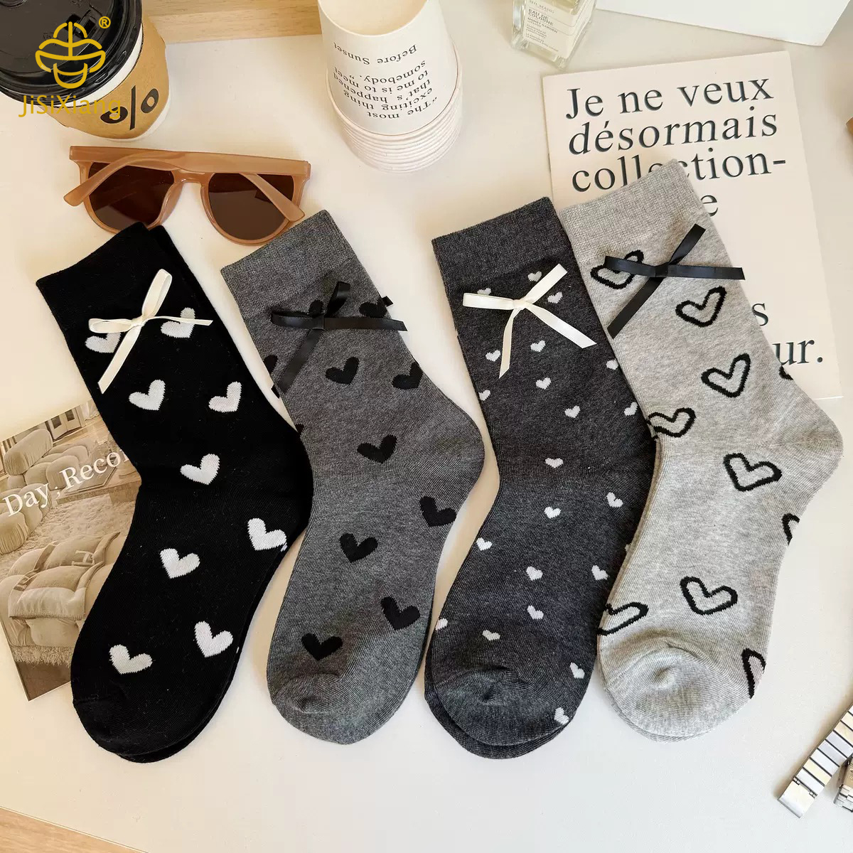 여름 사랑 활 중간 양말 일본어 스택 양말