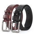 Vintage Printed Embossed Leather Belts for Men: Real, Full-Grain, Adjustable Straps1