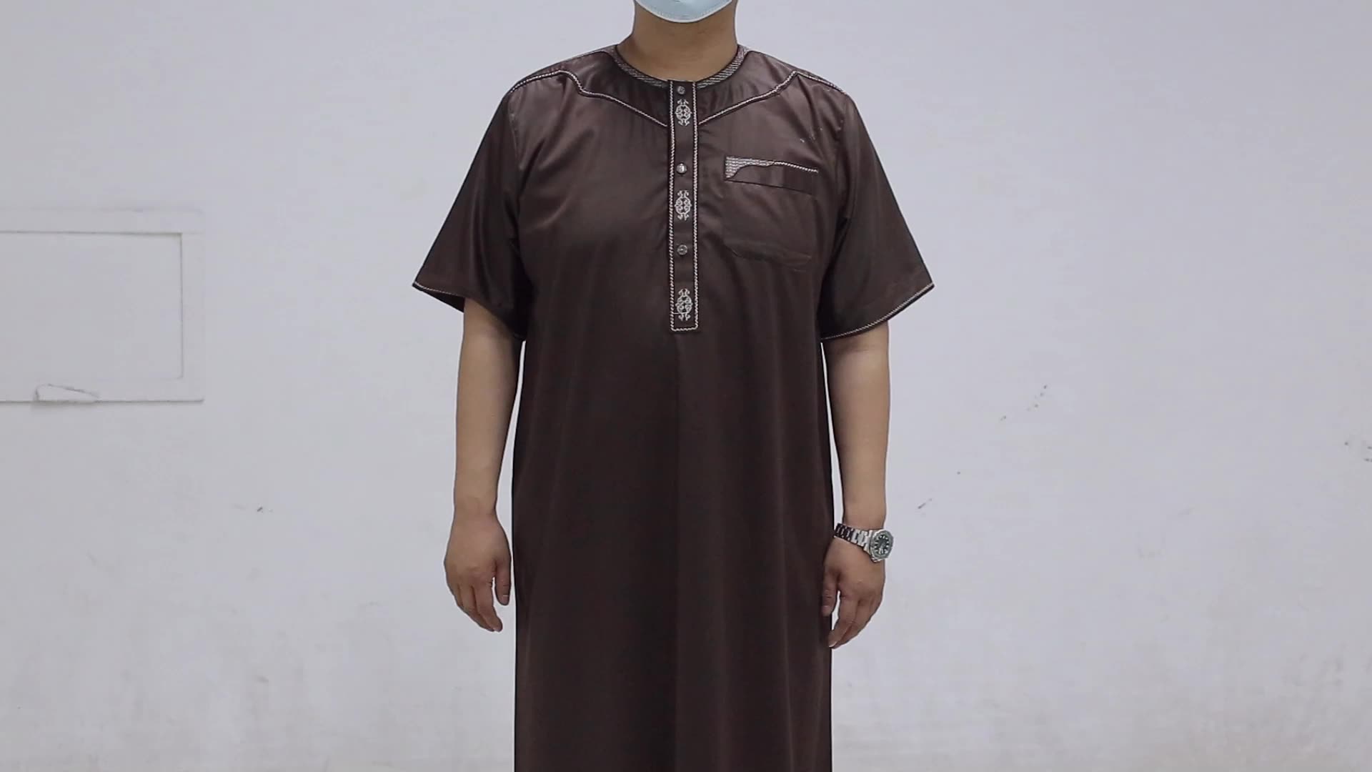 Fornitura di fabbrica Abaya uomini thobe marocchini plus size uomini islamici semplici Thobe Button1