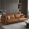 Light luxury simple modern leather sofa luxury living room Italian down three-person leather sofa set1