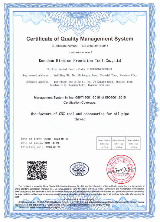Certificate of Quality Management System