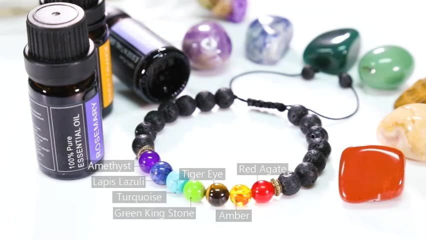 2set Natural Gemstone Stretchy Bracelet Aromatherapy Essential Oil Diffuser Healing Chakras Agate Crystal Elastic Lucky Bracelet1