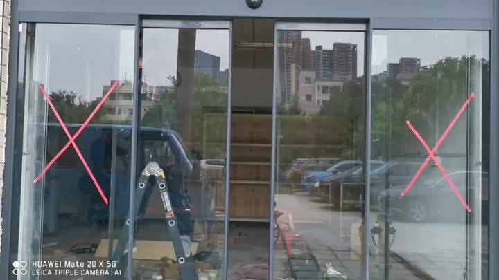 Office building glass translation automatic door