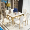 Hot Sale Marble Top Stainless Steel Dining Table Set for Dining Room Furniture1