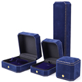 Han Hong Wholesale Custom Jewelry Box mit Logo Luxus -Anhänger Ohrringe Armband Halskette Ringbox Blau Samt Schmuckschachtel1