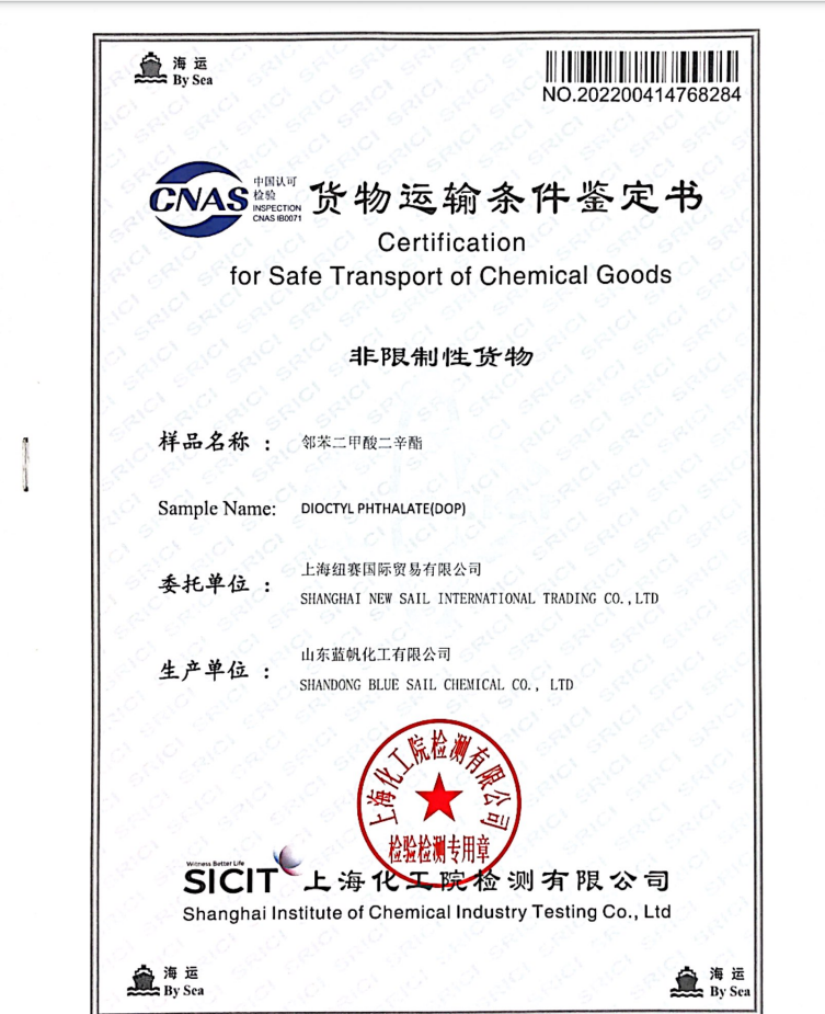 Certification  for Safe Transport of Chemical Goods