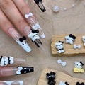 Black and White Kitty Cat Themed Nail Jewelry and Accessories1
