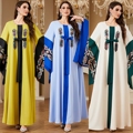 گلدوزی جدید چاپ گلدار Abaya Patchwork Party Wear Abayas Dubai شرق میانه Jalabiya کارخانه پوشاک زنانه عمده فروشی1