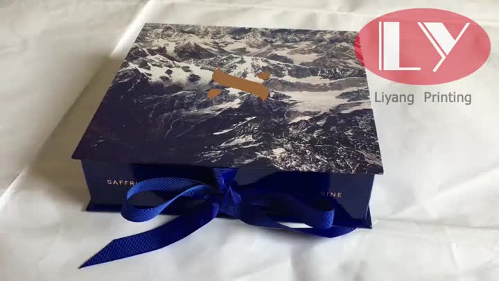 Blue gift box luxury silk scarf packaging