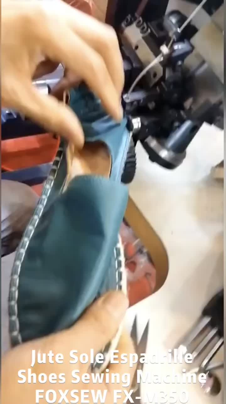 Máquina de coser alpargatas con suela de yute