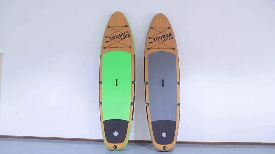 Hochwertiger Holzstil Soft Top aufblasbare Stehpaddelbrettsurfen Surfboard1