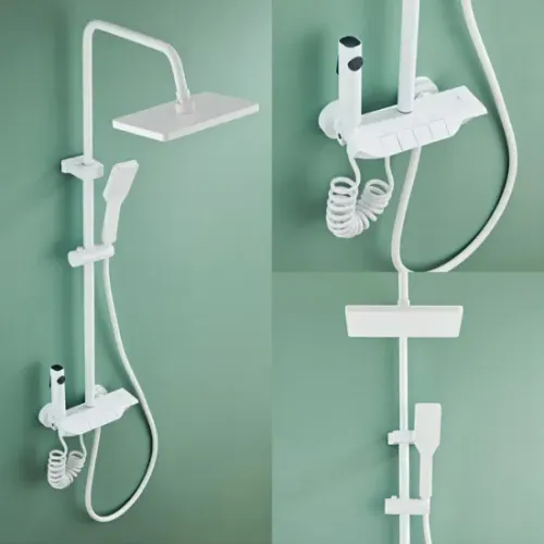 Superior Quality White Wall Mounted Shower Mixer Set for Bathroom1