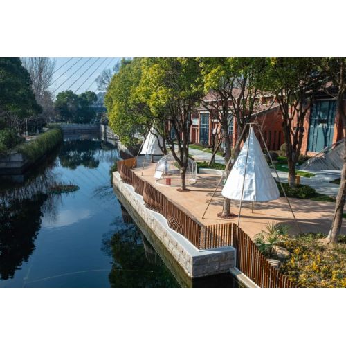 Wuxi City의 Canal Park 사용 Zhuart 야외 대나무 데크 사용